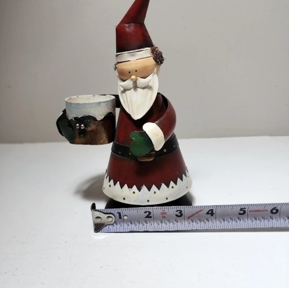 Metal Bobblehead Teallite Candle‎ Holder Santa And Angel Christmas Decorations